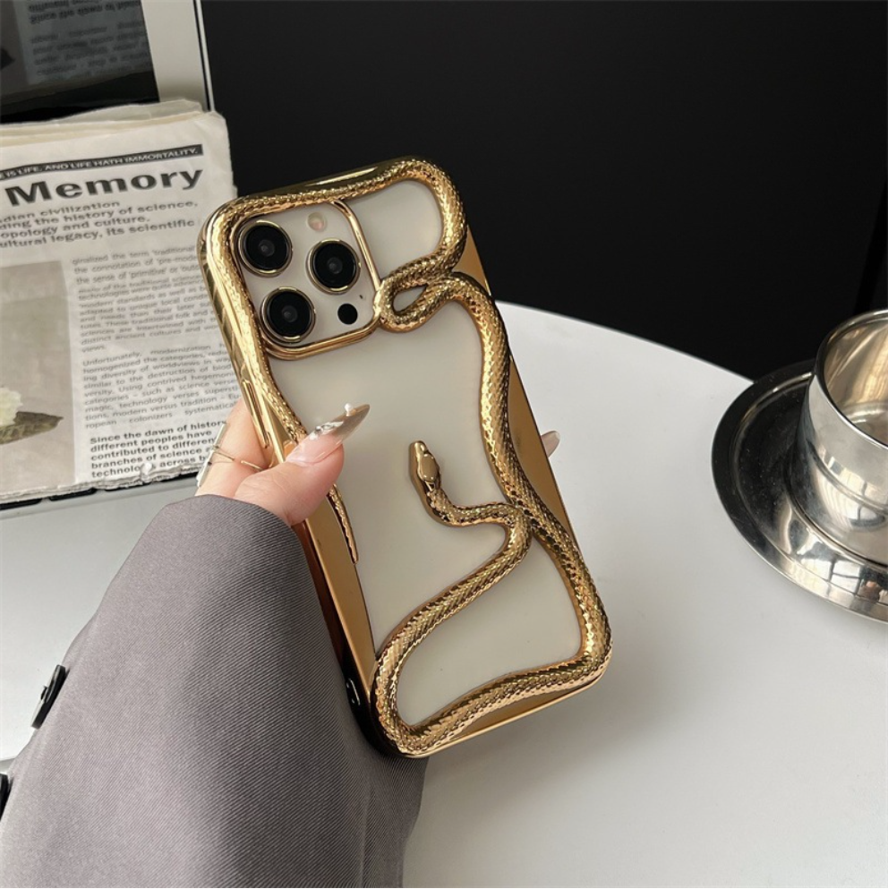 3D Cutout Snake Pattern Plastic Case, Compatible with iPhone
