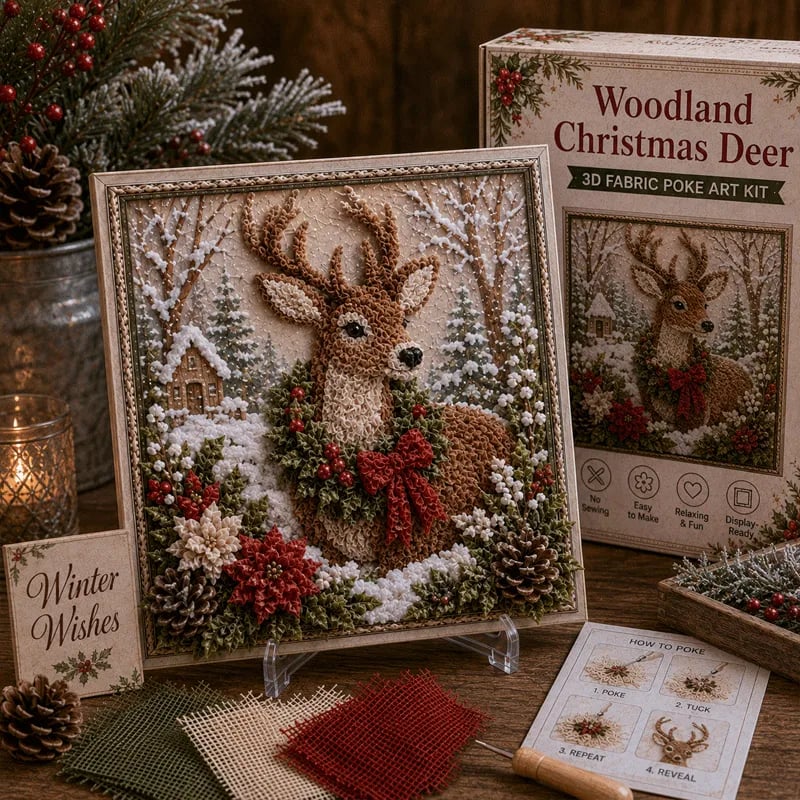 🎄 DIY 3D Fabric Poke Art Christmas Keepsake Kit – No-Sewing Holiday Craft with Display Stand ✨🎁Buy 2 Get 1 FREE — Add Any 3 Pcs To Cart🎉
