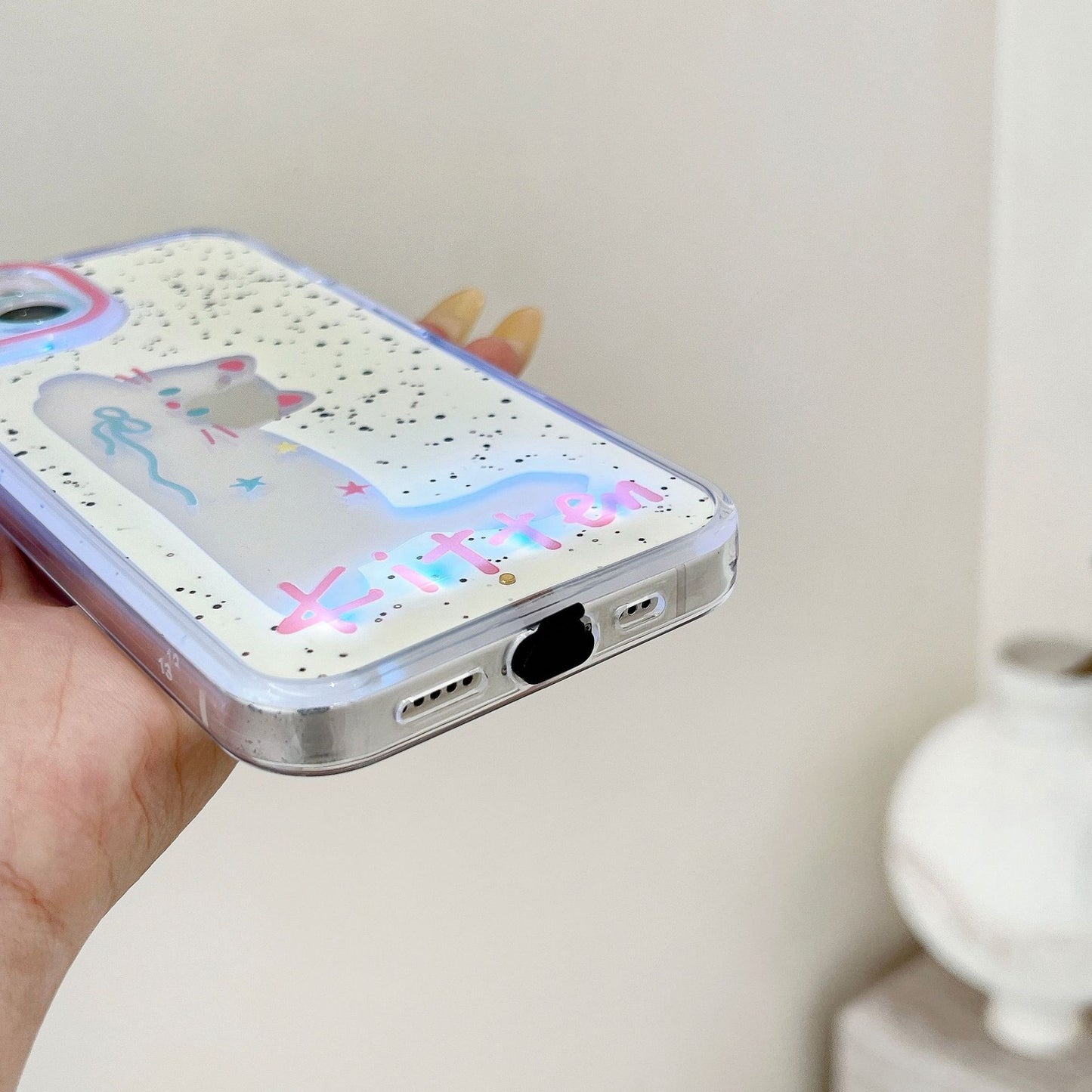 Luminous Ink Splash Cat Phone Case