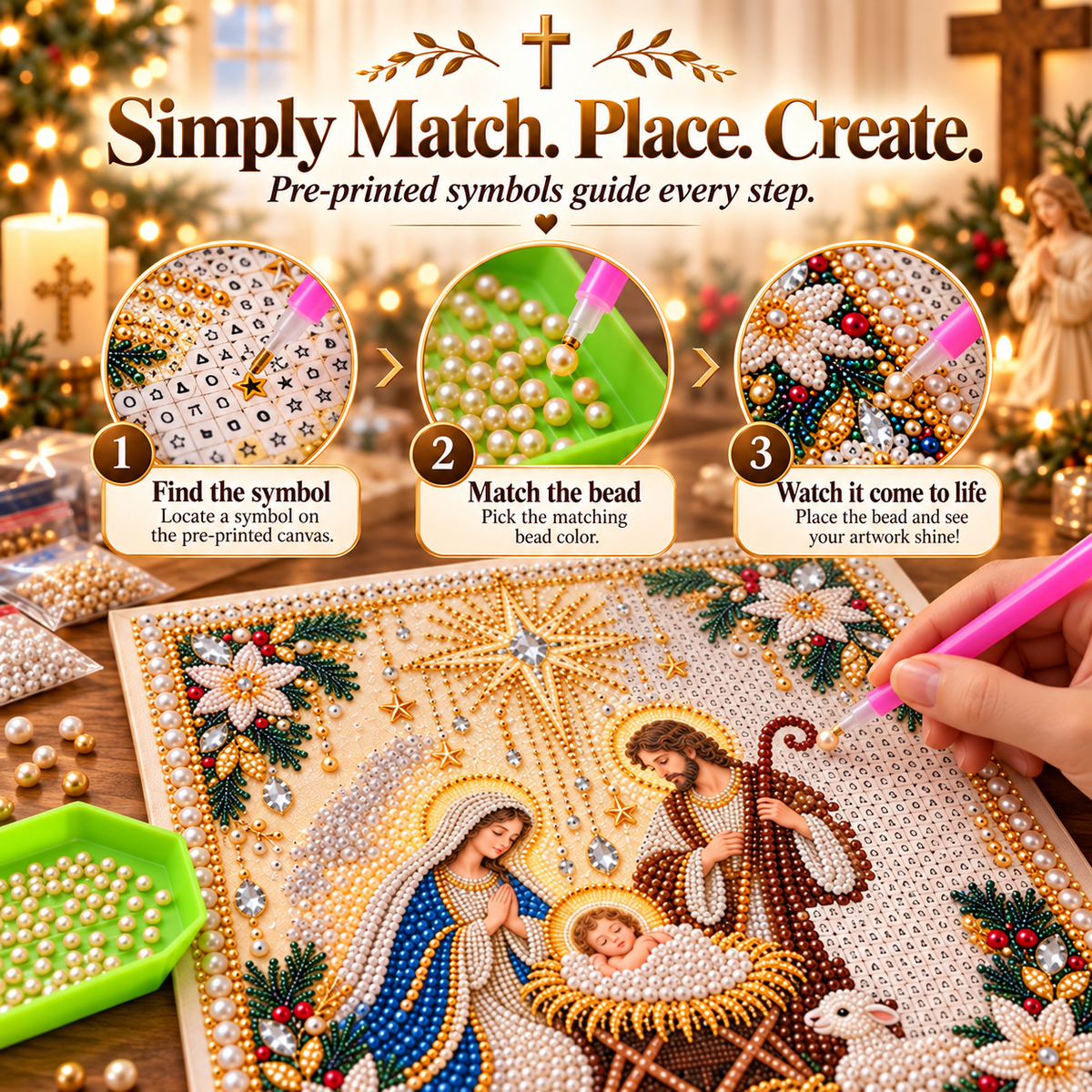 🙏✝️DIY Christian Pearl Artwork Kit🎁Buy 3 Get 1 FREE — Add Any 4 Pcs To Cart🎉