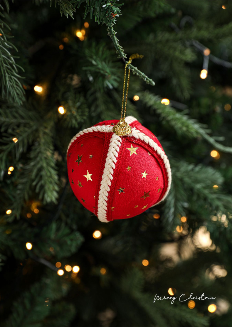 🎄Star-Patterned Fabric Christmas Tree Ornaments（8CM）