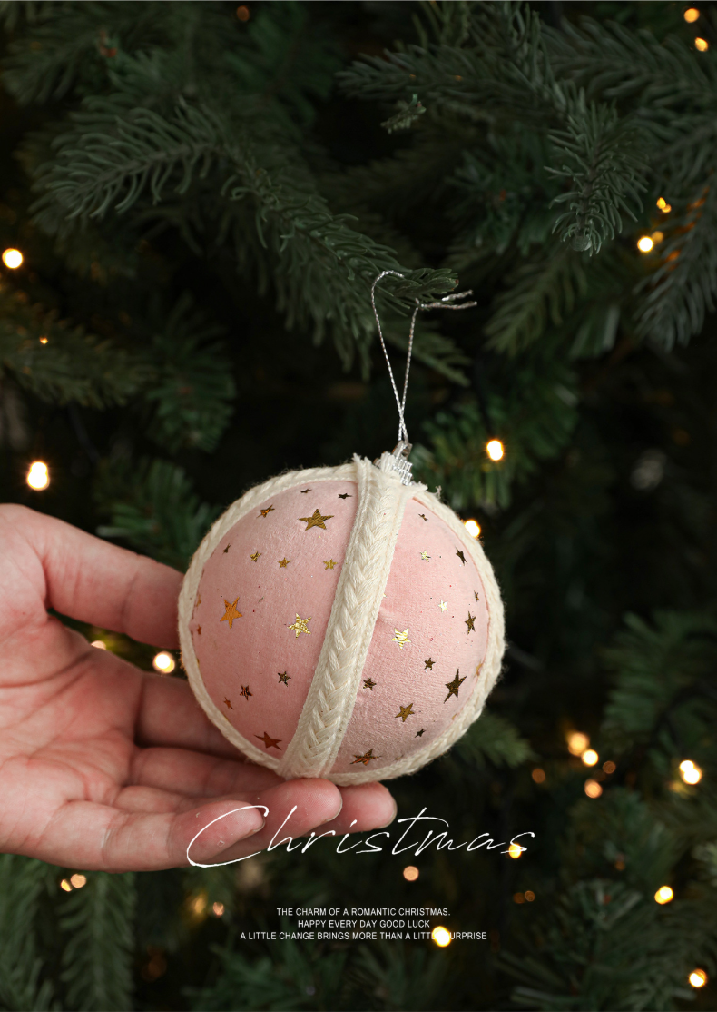 🎄Star-Patterned Fabric Christmas Tree Ornaments（8CM）