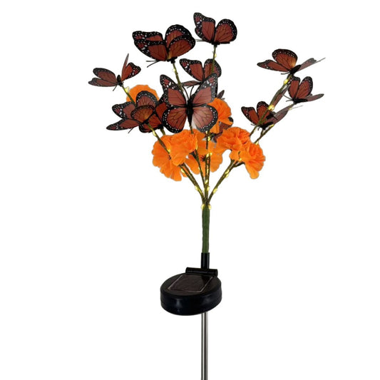 🦋 Solar Marigold Butterfly Garden Stake Light — Warm Outdoor Floral Decor