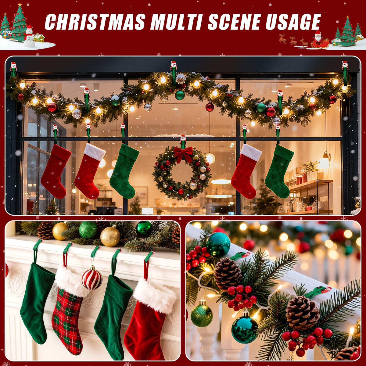 🎄Rugged, Durable, Versatile✨6 PCS Christmas Silicone Garland Hangers