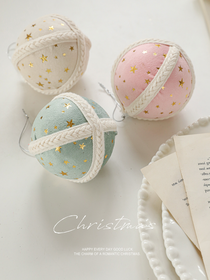 🎄Star-Patterned Fabric Christmas Tree Ornaments（8CM）