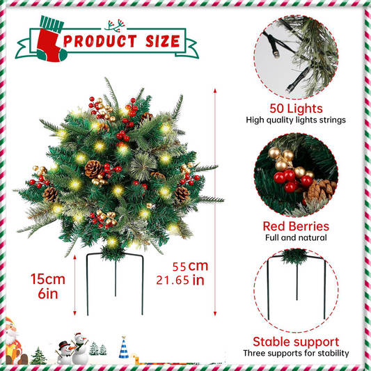 🎄🔥Pre-lit Artificial Christmas Tree Urn Filler💐