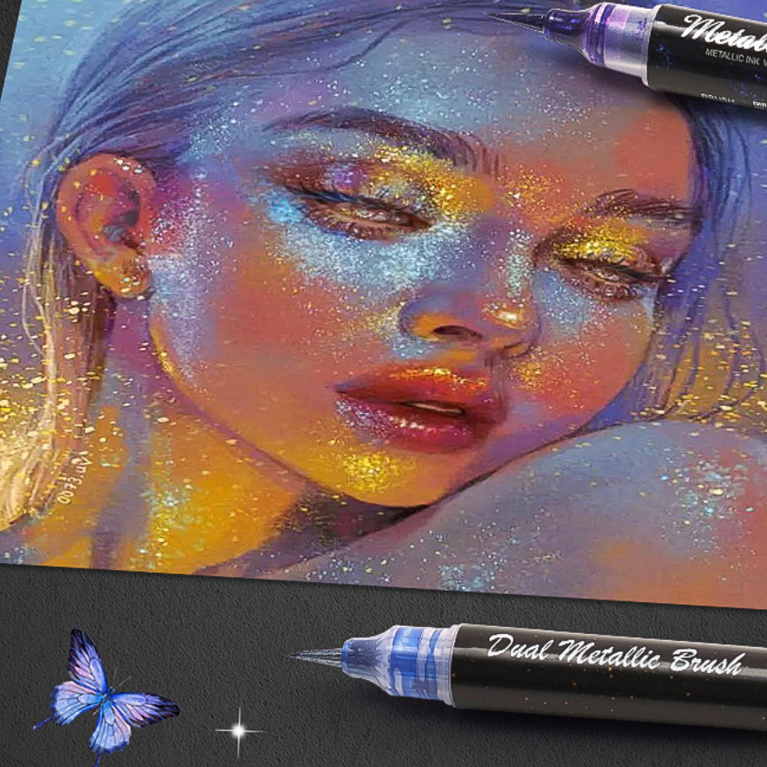 Metallic Pigment Pens with Shimmering Flow