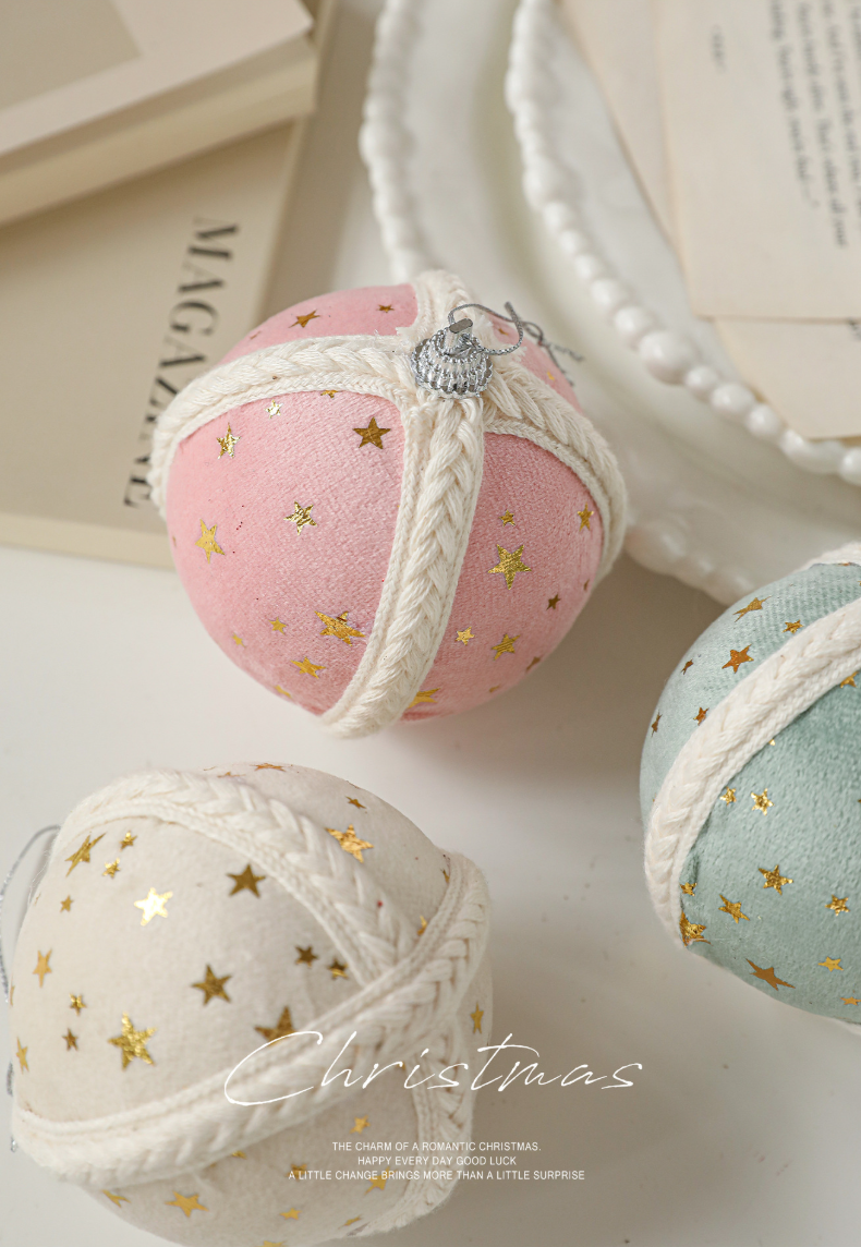 🎄Star-Patterned Fabric Christmas Tree Ornaments（8CM）