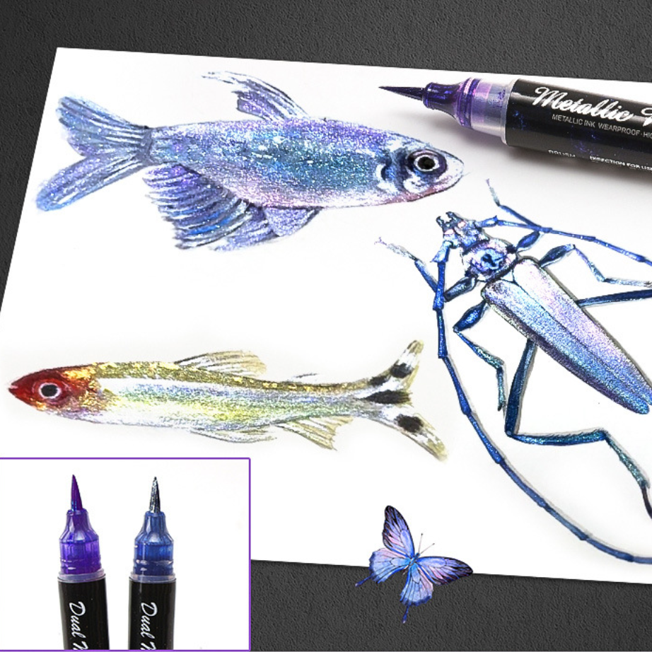 Metallic Pigment Pens with Shimmering Flow