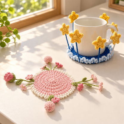 🌸 Blooming Crochet Coaster
