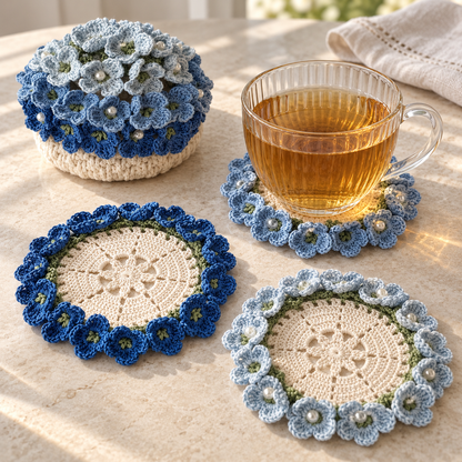 Handmade Hydrangea Crochet Coaster