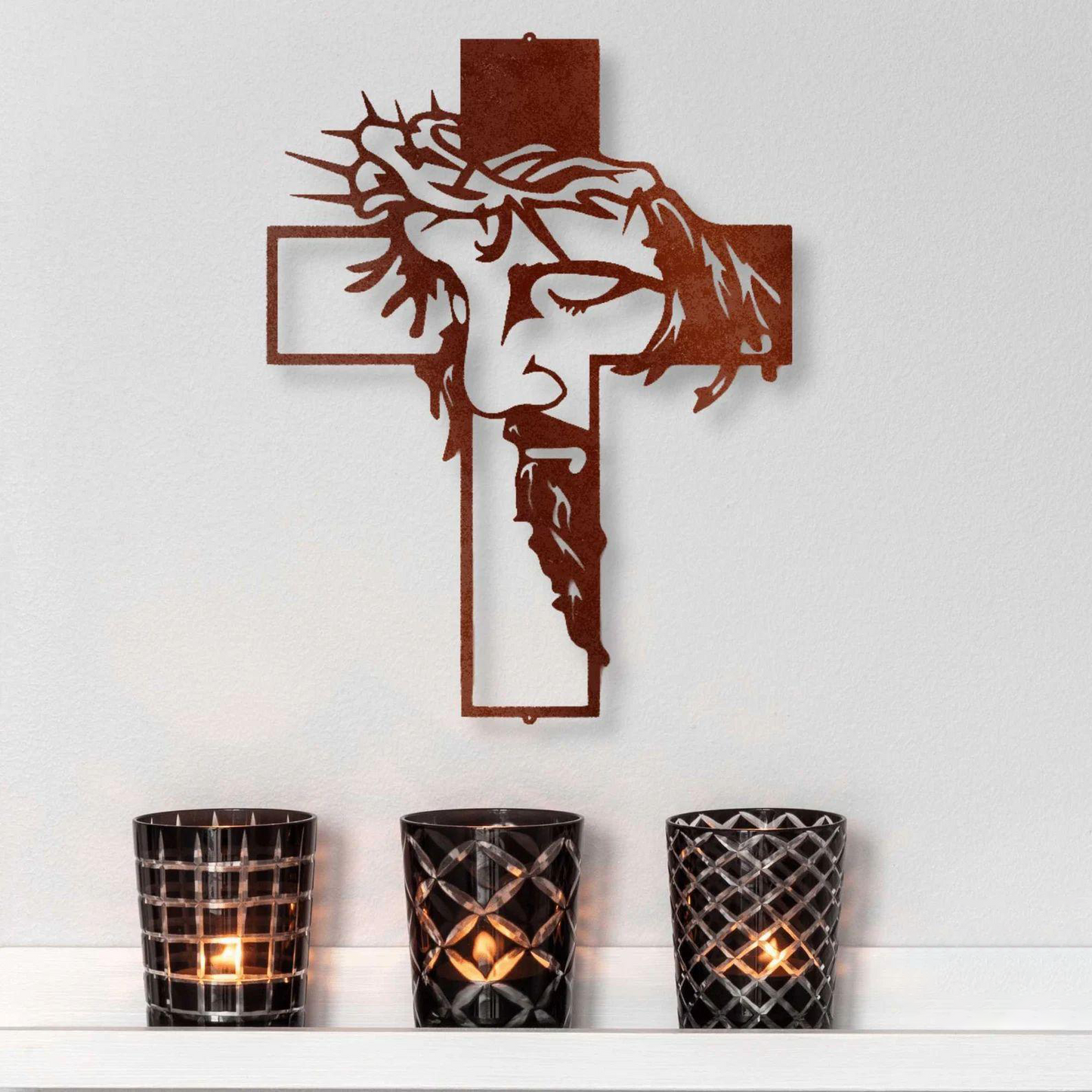 ON SALE🔥Jesus Cross Metal Sign Christ Wall Art Decor [Size : 30*21cm]