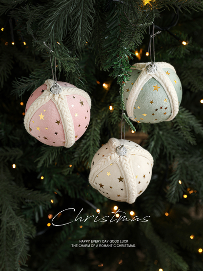 🎄Star-Patterned Fabric Christmas Tree Ornaments（8CM）