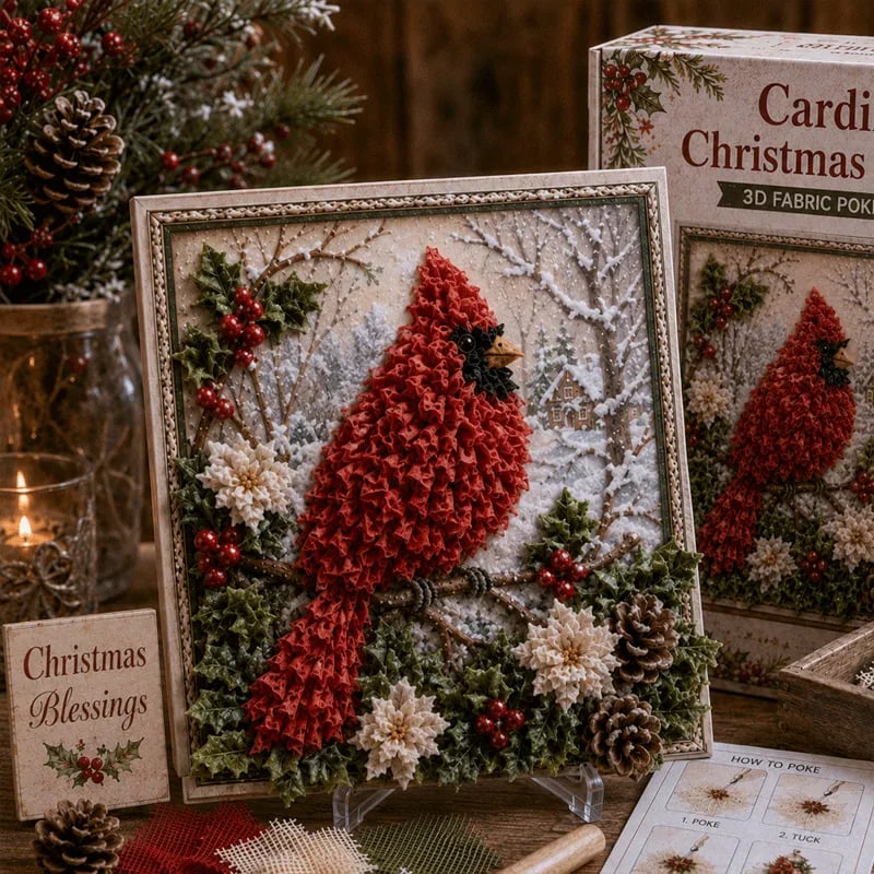 🎄 DIY 3D Fabric Poke Art Christmas Keepsake Kit – No-Sewing Holiday Craft with Display Stand ✨🎁Buy 2 Get 1 FREE — Add Any 3 Pcs To Cart🎉