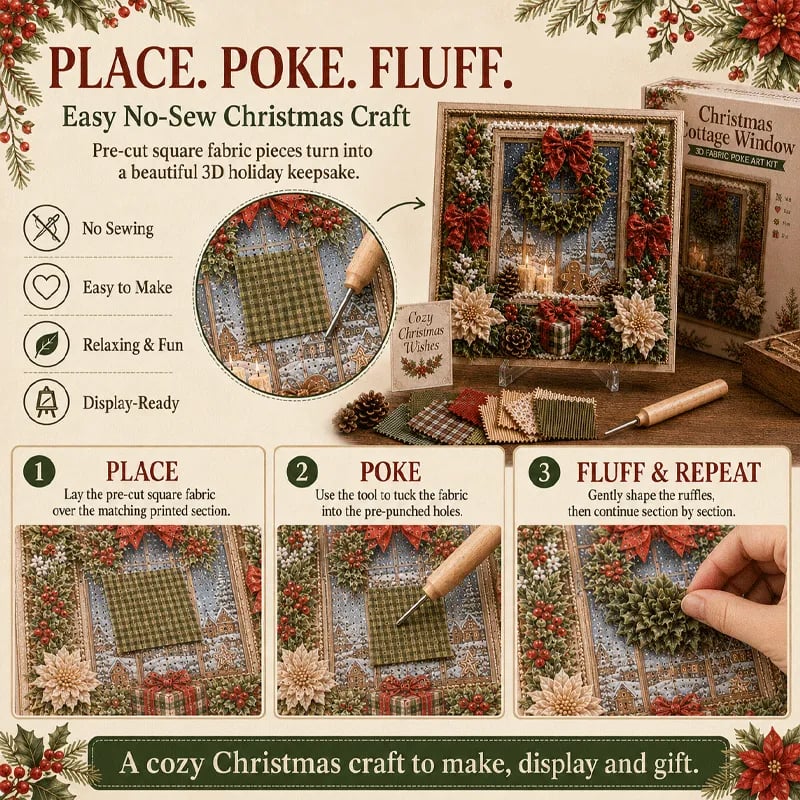 🎄 DIY 3D Fabric Poke Art Christmas Keepsake Kit – No-Sewing Holiday Craft with Display Stand ✨🎁Buy 2 Get 1 FREE — Add Any 3 Pcs To Cart🎉