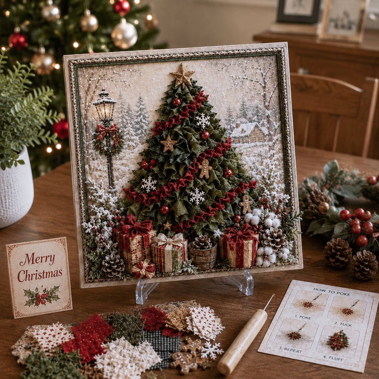 🎄 DIY 3D Fabric Poke Art Christmas Keepsake Kit – No-Sewing Holiday Craft with Display Stand ✨🎁Buy 2 Get 1 FREE — Add Any 3 Pcs To Cart🎉