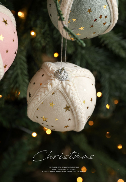 🎄Star-Patterned Fabric Christmas Tree Ornaments（8CM）