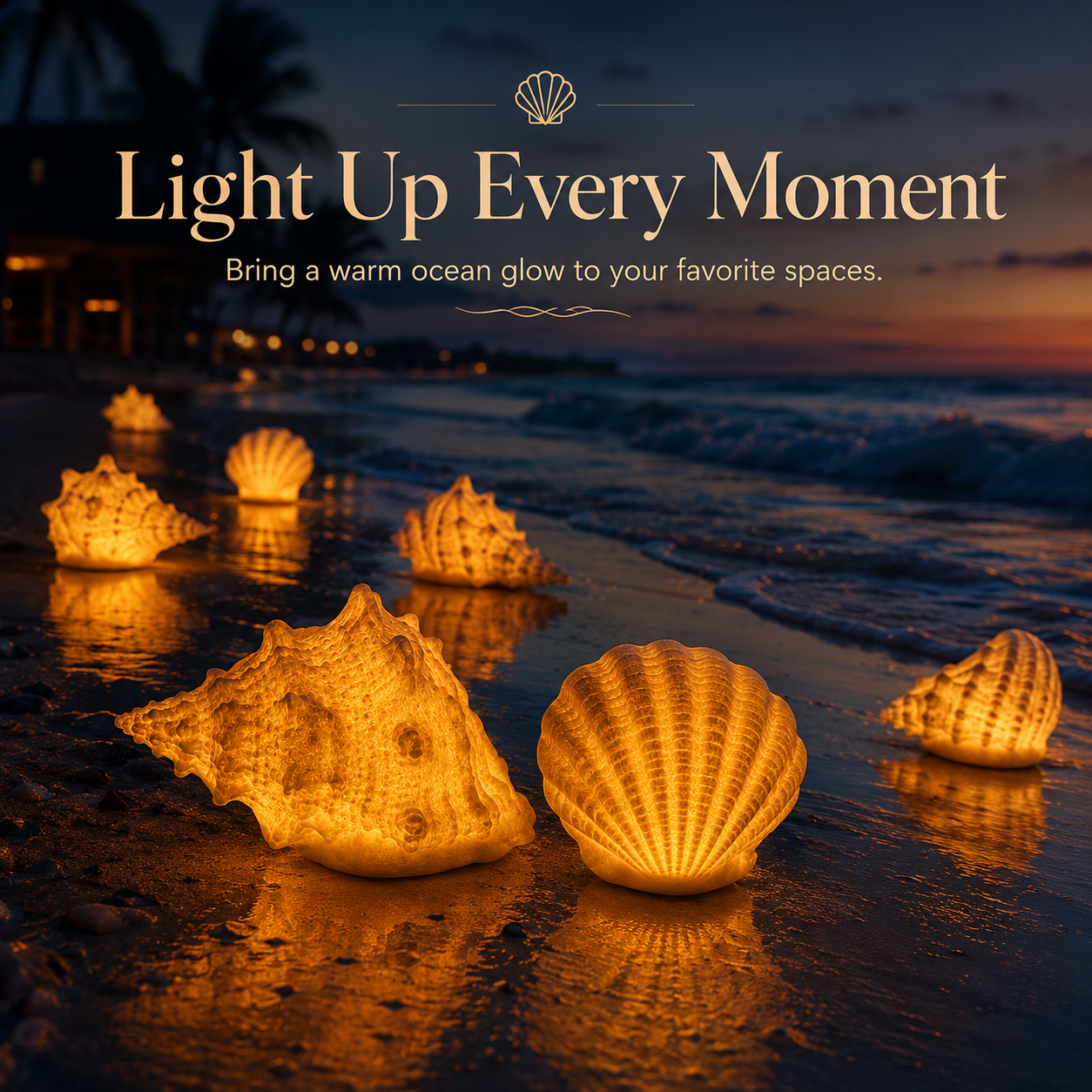 Coastal Afterglow Shell & Conch Light Set