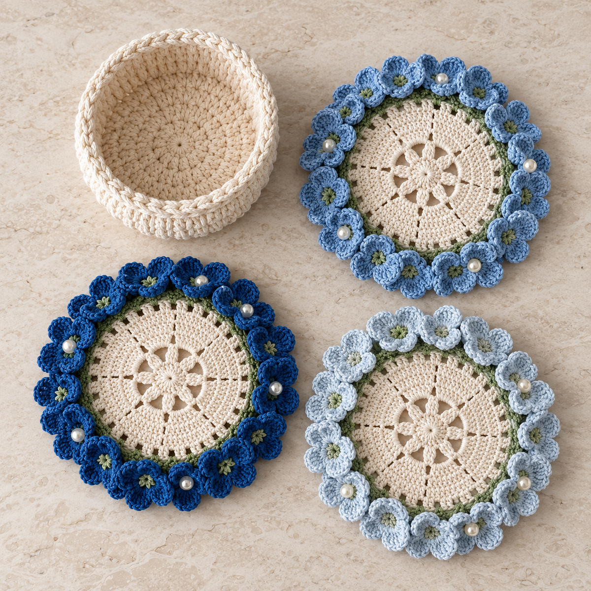 Handmade Hydrangea Crochet Coaster