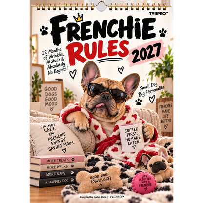 2027 French Bulldog Calendar – Funny Frenchie Wall Calendar, 12-Month Dog Calendar for French Bulldog Lovers