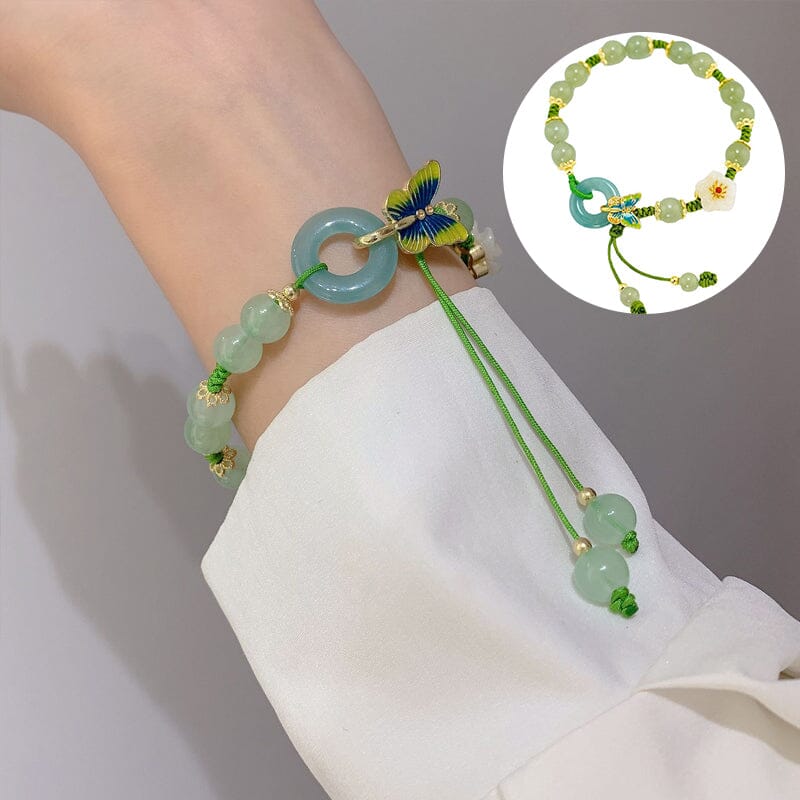 Butterfly Natural Emerald Jade Stone Bracelet