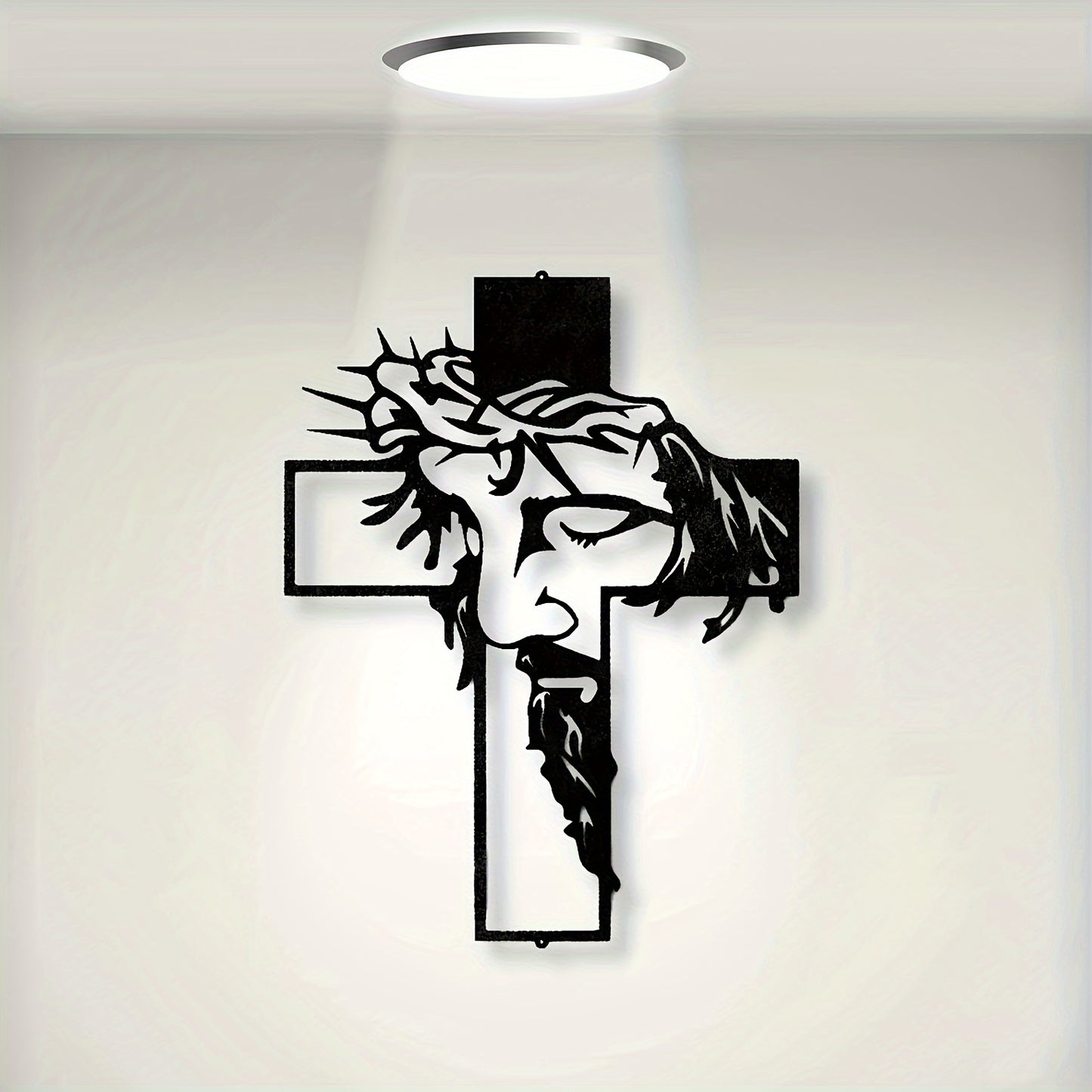 ON SALE🔥Jesus Cross Metal Sign Christ Wall Art Decor [Size : 30*21cm]