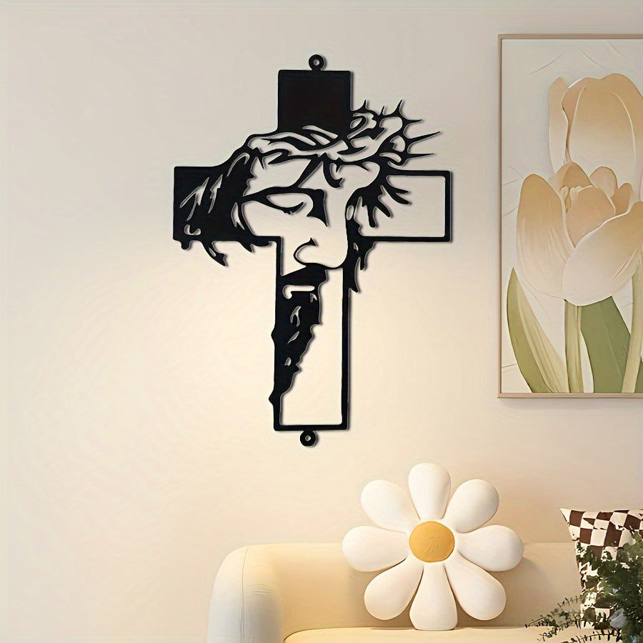 ON SALE🔥Jesus Cross Metal Sign Christ Wall Art Decor [Size : 30*21cm]