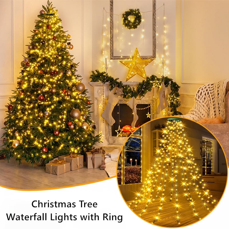 Christmas Pre-sale SAVE 49%🎄Christmas Tree Waterfall Lights with Ring