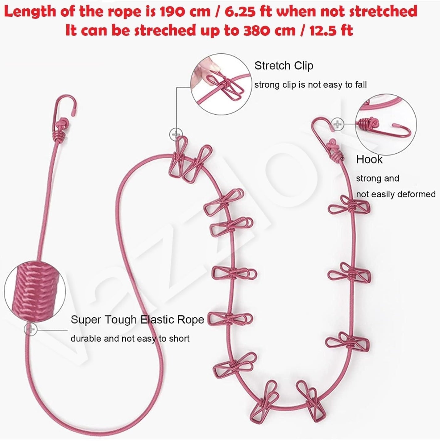 (🌲Christmas Sale - 49% OFF)Portable Clothesline with 12 Clothespins