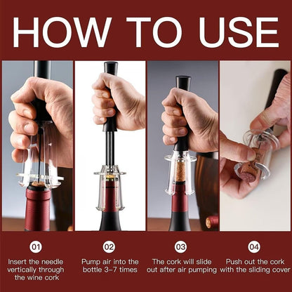 Air Pump Cork Remover Wine Bottle Opener Set