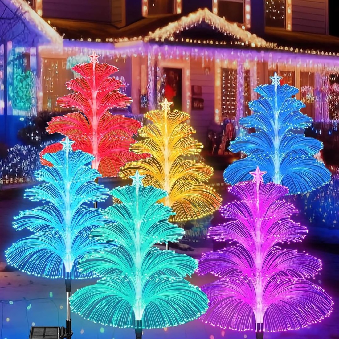 LAST DAY PROMOTION SAVE 49%🔥Seven Colors Gradient Solar Christmas Tree Lights