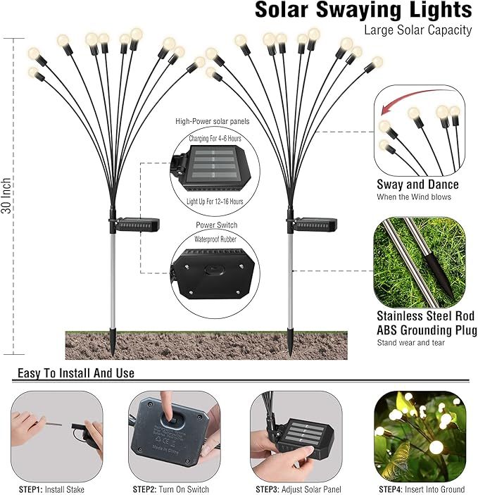 Solar Dancing Firefly Garden Lights（Six Lamp Beads）