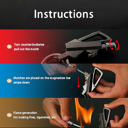 3 in 1 Waterproof Windproof Zinc Alloy Keychain Lighter
