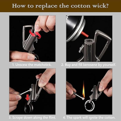 3 in 1 Waterproof Windproof Zinc Alloy Keychain Lighter
