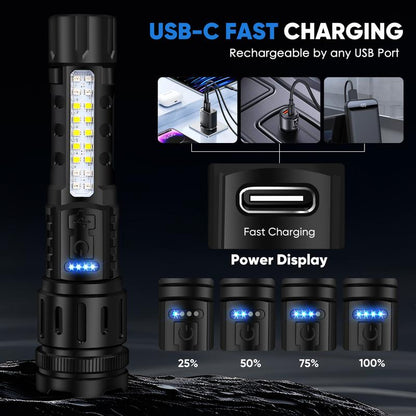 Last Day 49% OFF 🔥LED Rechargeable Tactical Laser Flashlight High Lumens🔦
