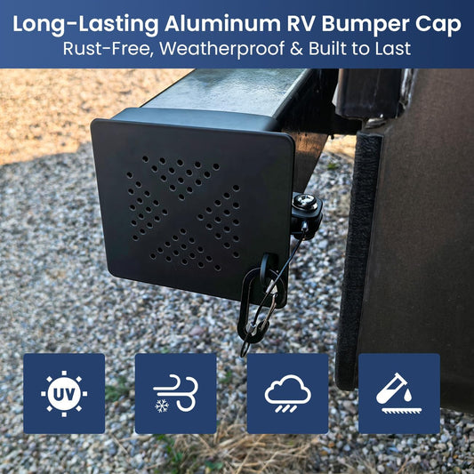 Aluminum RV Bumper End Caps for Sewer Hose Storage