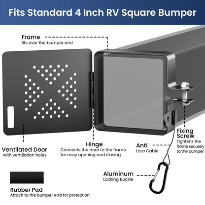 Aluminum RV Bumper End Caps for Sewer Hose Storage