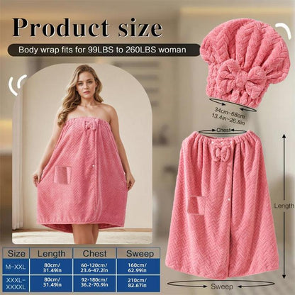 🔥2025 New Arrival-Plus Size Adjustable Oversized Wrap Bathrobe Set