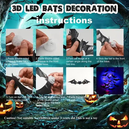 Halloween Pre Sale 45% OFF - 3D Bat Design LED Decoration