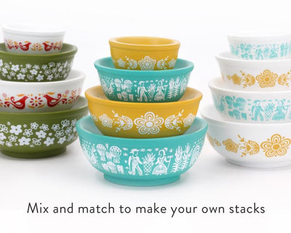 Miniature Pyrex-Inspired Mixing Bowls – Stackable Vintage Kitchen Display
