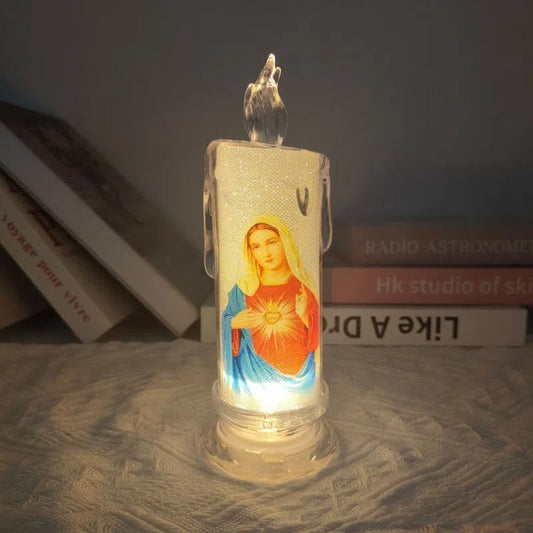 🕯️🕯️LED prayer flameless candles, Jesus saints religious decoration