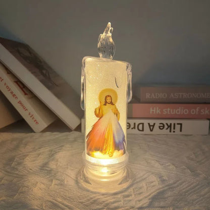 🕯️🕯️LED prayer flameless candles, Jesus saints religious decoration