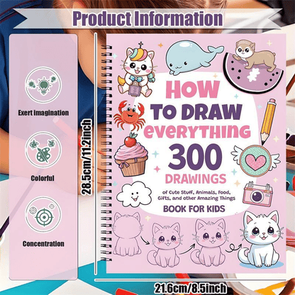 📚🎨How To Draw Anything: 300 Drawings of Adorable Things & Book For Kids💕