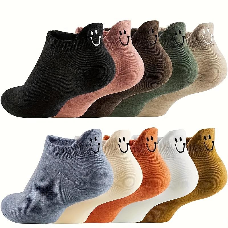 🔥10 Pairs Four Seasons Cartoon Embroidered Smiling Face Socks