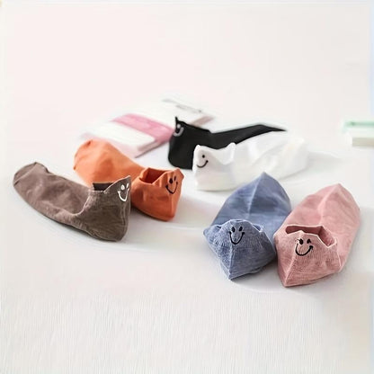 🔥10 Pairs Four Seasons Cartoon Embroidered Smiling Face Socks