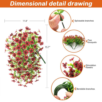 🔥2 PCS Artificial Hanging Silk Fake Daisy Realistic Flowers ,UV Resistant