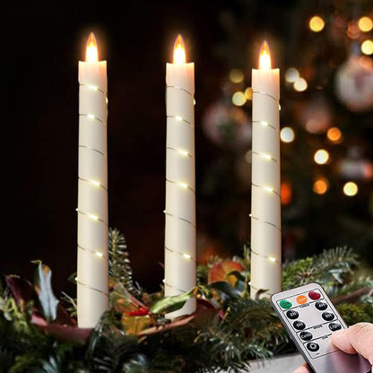 💥Holiday Decoration💥3-Pack LED Flameless Candle With Embedded Star Light String, Button Remote Control✨