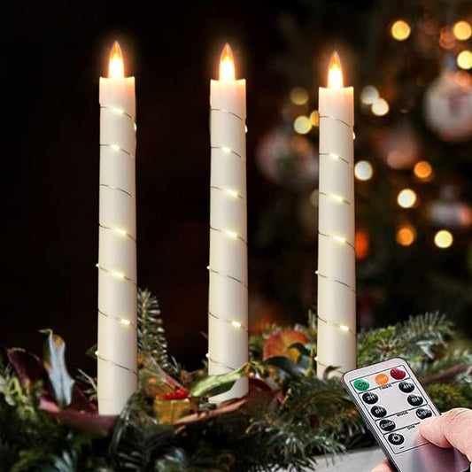 💥Holiday Decoration💥3-Pack LED Flameless Candle With Embedded Star Light String, Button Remote Control✨