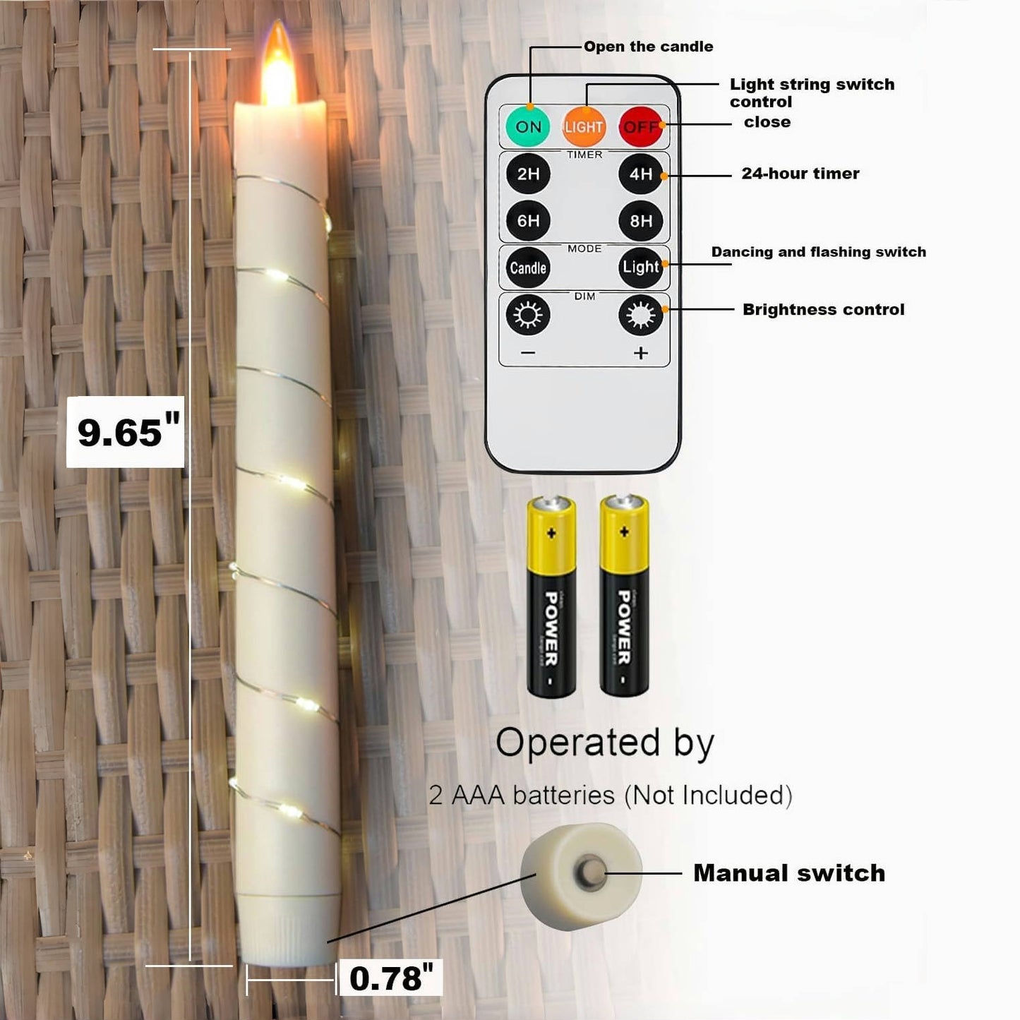 💥Holiday Decoration💥3-Pack LED Flameless Candle With Embedded Star Light String, Button Remote Control✨