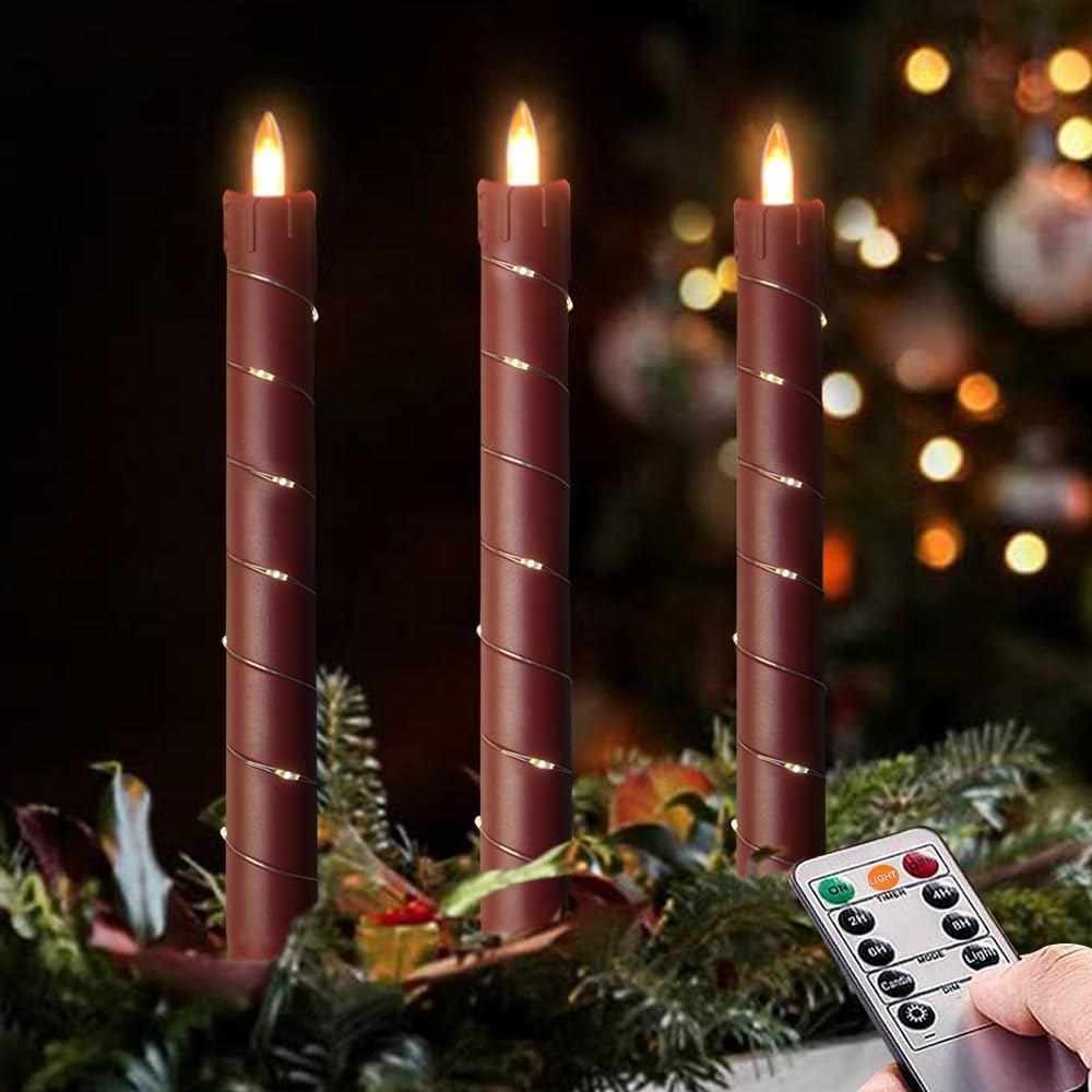 💥Holiday Decoration💥3-Pack LED Flameless Candle With Embedded Star Light String, Button Remote Control✨